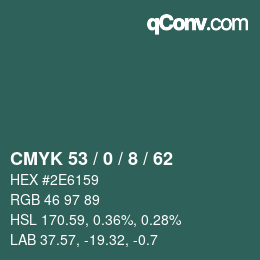 カラーコード: CMYK 53 / 0 / 8 / 62 | qconv.com