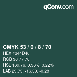 颜色代码: CMYK 53 / 0 / 8 / 70 | qconv.com