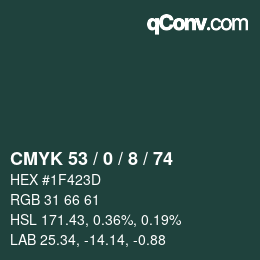 颜色代码: CMYK 53 / 0 / 8 / 74 | qconv.com