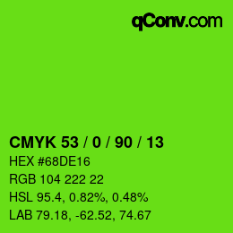 Farbcode: CMYK 53 / 0 / 90 / 13 | qconv.com