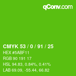 Código de color: CMYK 53 / 0 / 91 / 25 | qconv.com