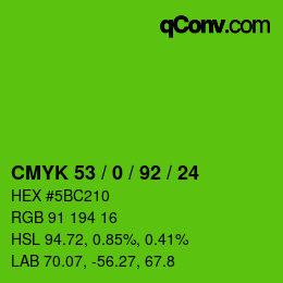 Color code: CMYK 53 / 0 / 92 / 24 | qconv.com
