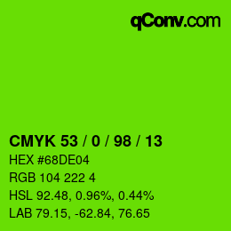 Color code: CMYK 53 / 0 / 98 / 13 | qconv.com