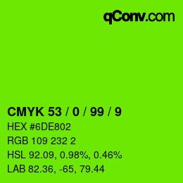 Código de color: CMYK 53 / 0 / 99 / 9 | qconv.com