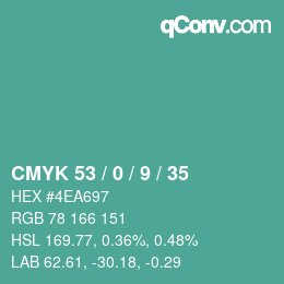 Código de color: CMYK 53 / 0 / 9 / 35 | qconv.com