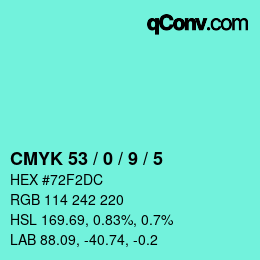 颜色代码: CMYK 53 / 0 / 9 / 5 | qconv.com