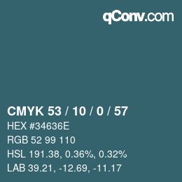 カラーコード: CMYK 53 / 10 / 0 / 57 | qconv.com