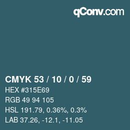 颜色代码: CMYK 53 / 10 / 0 / 59 | qconv.com