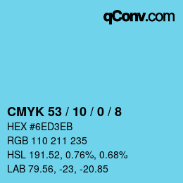 カラーコード: CMYK 53 / 10 / 0 / 8 | qconv.com