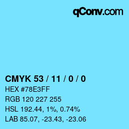 Color code: CMYK 53 / 11 / 0 / 0 | qconv.com