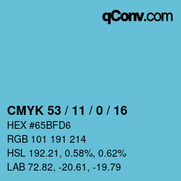 カラーコード: CMYK 53 / 11 / 0 / 16 | qconv.com