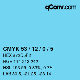 Color code: CMYK 53 / 12 / 0 / 5 | qconv.com