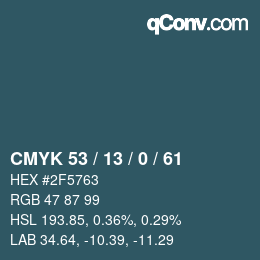 カラーコード: CMYK 53 / 13 / 0 / 61 | qconv.com