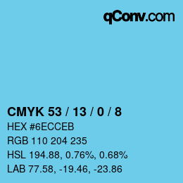 Color code: CMYK 53 / 13 / 0 / 8 | qconv.com