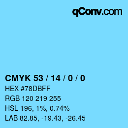 Color code: CMYK 53 / 14 / 0 / 0 | qconv.com