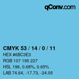 Color code: CMYK 53 / 14 / 0 / 11 | qconv.com