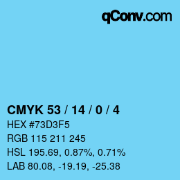 Color code: CMYK 53 / 14 / 0 / 4 | qconv.com