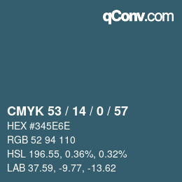 カラーコード: CMYK 53 / 14 / 0 / 57 | qconv.com