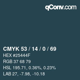 Color code: CMYK 53 / 14 / 0 / 69 | qconv.com