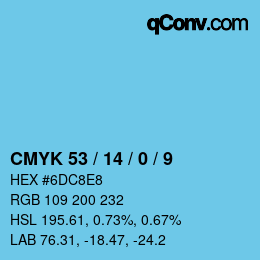 Color code: CMYK 53 / 14 / 0 / 9 | qconv.com