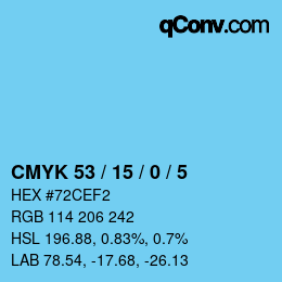 Color code: CMYK 53 / 15 / 0 / 5 | qconv.com