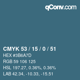 颜色代码: CMYK 53 / 15 / 0 / 51 | qconv.com