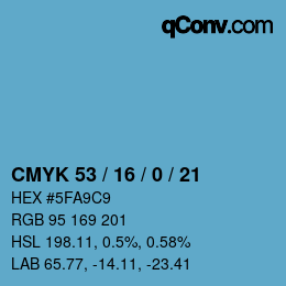 Color code: CMYK 53 / 16 / 0 / 21 | qconv.com