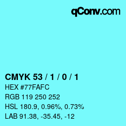 Farbcode: CMYK 53 / 1 / 0 / 1 | qconv.com