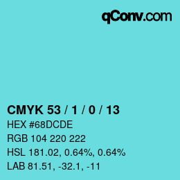 颜色代码: CMYK 53 / 1 / 0 / 13 | qconv.com