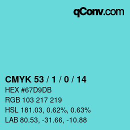 カラーコード: CMYK 53 / 1 / 0 / 14 | qconv.com