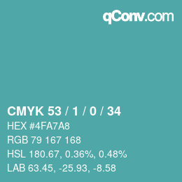 颜色代码: CMYK 53 / 1 / 0 / 34 | qconv.com