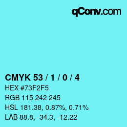 Color code: CMYK 53 / 1 / 0 / 4 | qconv.com