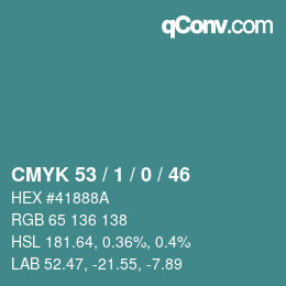 Color code: CMYK 53 / 1 / 0 / 46 | qconv.com