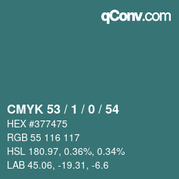 カラーコード: CMYK 53 / 1 / 0 / 54 | qconv.com