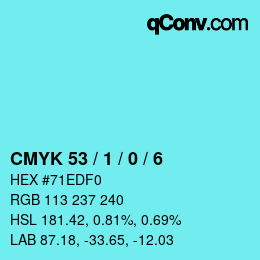 Color code: CMYK 53 / 1 / 0 / 6 | qconv.com