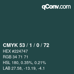 カラーコード: CMYK 53 / 1 / 0 / 72 | qconv.com