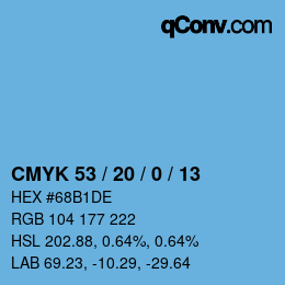 颜色代码: CMYK 53 / 20 / 0 / 13 | qconv.com