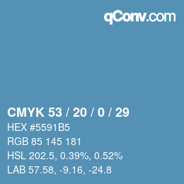 Código de color: CMYK 53 / 20 / 0 / 29 | qconv.com