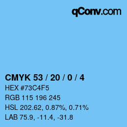 Color code: CMYK 53 / 20 / 0 / 4 | qconv.com