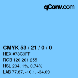 Color code: CMYK 53 / 21 / 0 / 0 | qconv.com