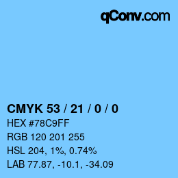 Color code: CMYK 53 / 21 / 0 / 0 | qconv.com