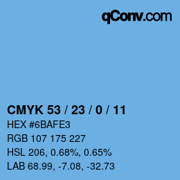 颜色代码: CMYK 53 / 23 / 0 / 11 | qconv.com
