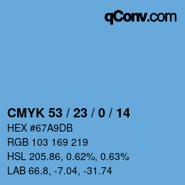 Color code: CMYK 53 / 23 / 0 / 14 | qconv.com