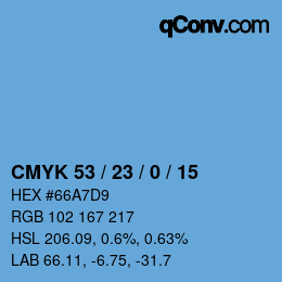 Color code: CMYK 53 / 23 / 0 / 15 | qconv.com