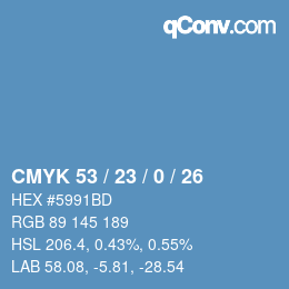 カラーコード: CMYK 53 / 23 / 0 / 26 | qconv.com