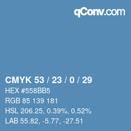 Color code: CMYK 53 / 23 / 0 / 29 | qconv.com