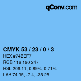 Color code: CMYK 53 / 23 / 0 / 3 | qconv.com