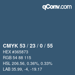 Color code: CMYK 53 / 23 / 0 / 55 | qconv.com