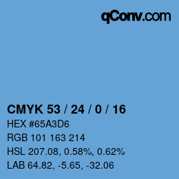 カラーコード: CMYK 53 / 24 / 0 / 16 | qconv.com