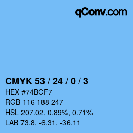 Color code: CMYK 53 / 24 / 0 / 3 | qconv.com